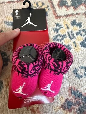 Brand New Jordan Hot Pink and Black Infant Booties